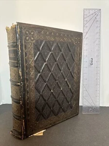 1867 HOLY BIBLE folio William Collin’s Glasgow LONDON leather RARE family BIBLE - Foto 1 di 22