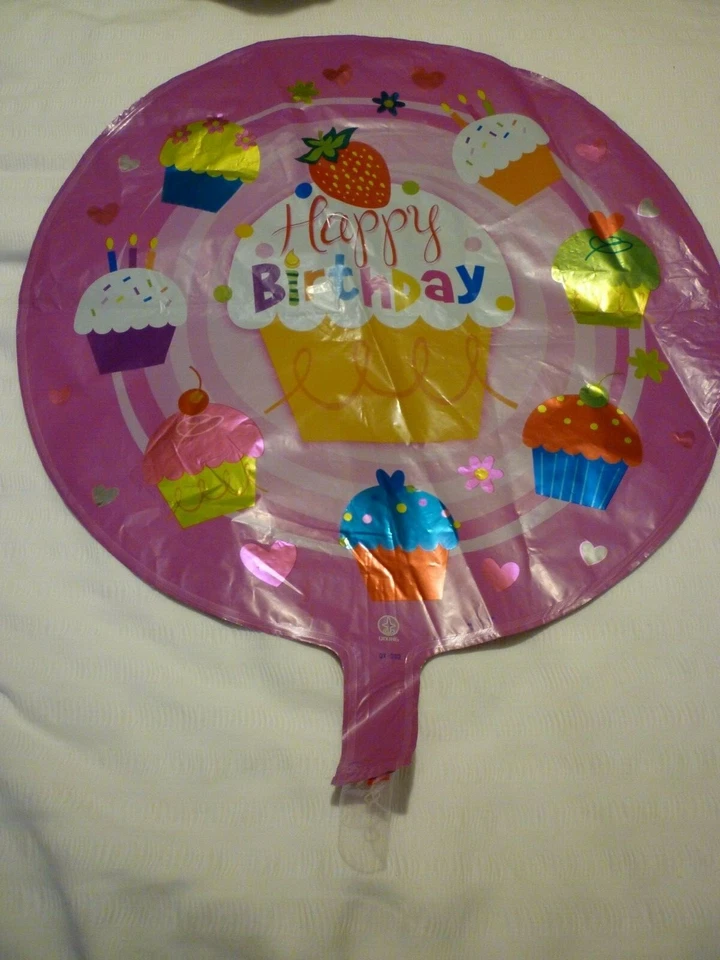 Balão de festa feliz aniversário cupcake rosa redondo 18" folha hélio ar - Imagem 1 de 1