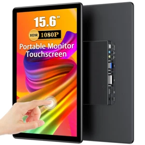 UPERFECT Tragbarer 15,6-Zoll-Touchscreen-Monitor mit 1080P-VGA-DVI-USB-Display - Bild 1 von 8
