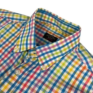 Paul & Shark Men’s 100% Cotton L/S Button Shirt Rainbow Plaid • Size 44 - Picture 1 of 7