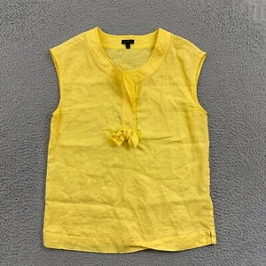 Talbots Shirt Womens 8 Yellow Tank Top Linen Sleeveless Bow Wide Strap Boho - Picture 1 of 8