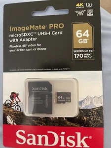 ImageMate Pro 64 GB MicroSDXC UHS-I Card With Adapter SanDisk - Picture 1 of 1
