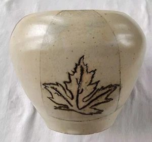Handmade Vase Pottery Leaf Brown Signed Dip Tall Small Art Glaze Ceramics Bowl - Picture 1 of 7