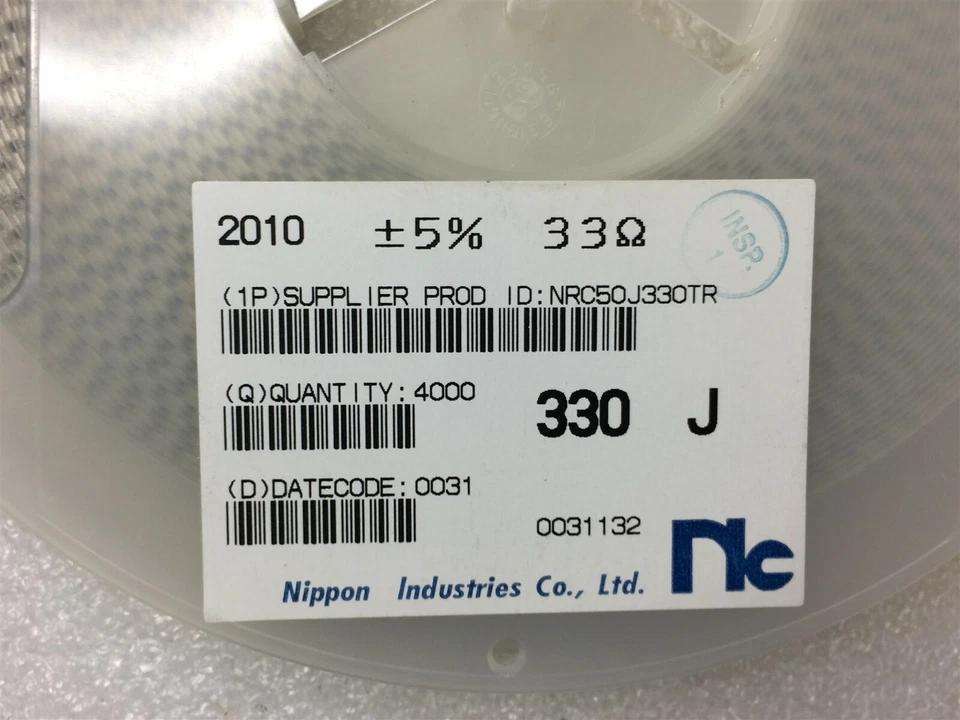 NRC50-J-330 NIC Res Thick Film 2010 33 Ohm 5% SMD T&R 4K PIECES - Image 1 of 1