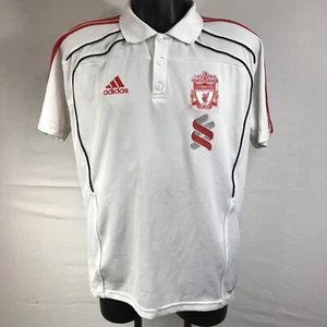 Liverpool Fußball Shirt Poloshirt Adidas Fußball weiß Top Trikot Herren Größe Large - Bild 1 von 8