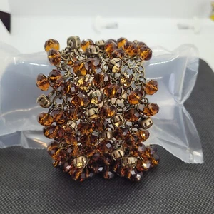 Bracelet Amber Color, Multifaceted Beads Metal frame - Picture 1 of 6