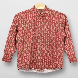 Chaps Ralph Lauren Shirt Men XL Red Floral All Over Print Oxford Vintage 90's - Picture 1 of 7