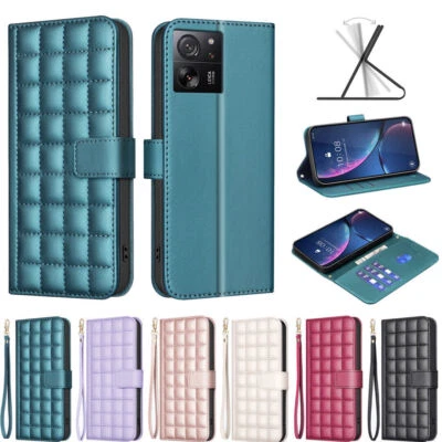 Magnetic Grid Leather Wallet Phone Case For Samsung S25 S24 Ultra S23 FE S21 S22 - Image 1 of 4