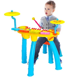 24-Key DJ Piano Drum Set Drum Toy w/Cute Appearance&Eye-Catching LED Lights Blue - Picture 1 of 8