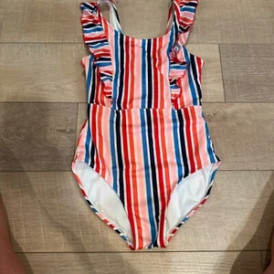 CAT & JACK GIRLS XL 14 STRIPED ONE PIECE BATHING SWIM SUIT - Picture 1 of 7