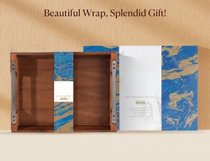 Acacia Wood Tray with Metal Handles, 17x13-Inch Food Tray, Storage Tray - Picture 1 of 7