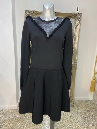 Abito rosso Valentino nero in maglia L nuovo con etichette prezzo di listino £535