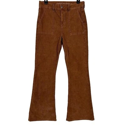 Pantalones acampanados American Eagle 8 marrón regular pana fuerza súper tiro alto otoño boho Foto 1 de 4