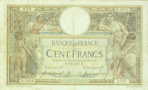 Billet Banque de France 100 fr Luc Olivier Merson B.6=3=1917 TTB - Foto 1 di 2