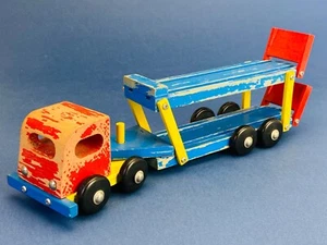 HEROS Holz-AUTOTRANSPORTER LKW 1960/70er HOLZSPIELZEUG W.Germany Truck CAMION - Bild 1 von 11