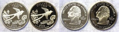 2008-S Oklahoma Statehood Quarter Silver & Clad Proofs 2 Coin Set - Image 1 of 3