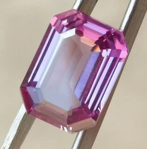 12.70 Ct Natural Bi-Color Sapphire Double Shade Certified Emerald Cut Gemstone - Picture 1 of 12