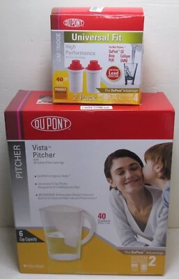 Dupont Vista Water Pitcher W/ 40 Gallon Filter Cartridge + 2 Extra Cartridges - Image 1 of 2