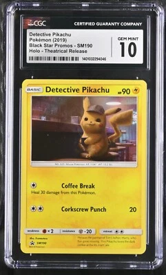 Detective Pikachu SM190 Pokémon Card Black Star Promo 2019 CGC 10 GEM MINT 💎 - Image 1 of 2