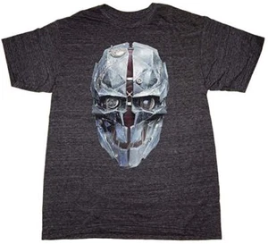 Dishonored 2 - Corvo's Metal Mask Charcoal Heather Licensed Mens T-Shirt - Picture 1 of 2