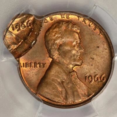 1966 PCGS MS64RD Double Struck Double Dated Lincoln Cent Mint Error Two Dates! - Image 1 of 4