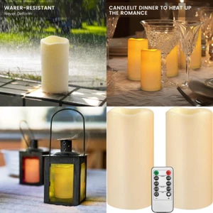 Candele senza fiamma impermeabili da esterno grandi con telecomando,D3'' X H5,5'' B.. - Foto 1 di 8