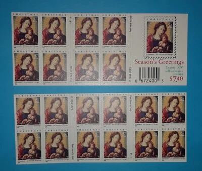 Two Booklets x 20 = 40 of MADONNA & CHILD by Gossaert 37¢ US Stamps. USA # 3820a - Image 1 of 4