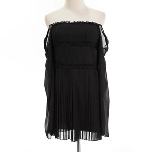 Alexis NWT Zori Square Neck Tiered Pleated Mini Dress Size XS in Ebony Black - Picture 1 of 11