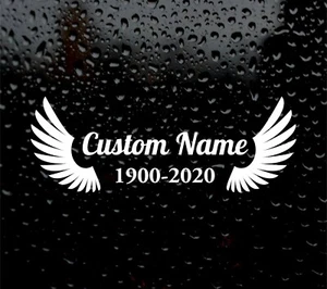 CUSTOM MEMORIAL ANGEL WINGS DECAL LOGO FOR CAR VAN LAPTOP VINYL STICKER RIP - Picture 1 of 5