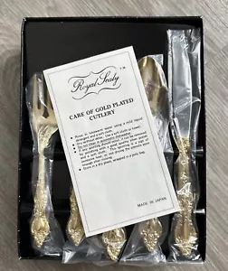 24K Gold Plated ROYAL SEALY Japan Stainless Steel Flatware 50-Pcs Set - Picture 1 of 5