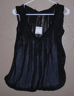 Camisa Top Bebe Sheer Negra Brillante Seda y Gris Algodón Cami Para Mujer Mediana Nueva con Etiquetas Foto 1 de 4