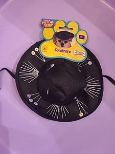 Pet Sombrero Halloween Cinco de Mayo Black/Silver Medium/Large Dogs - Picture 1 of 6