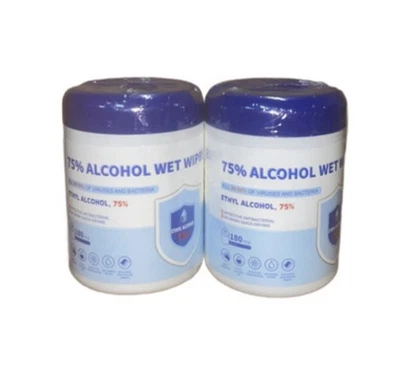 2PK Large 75% Alcohol wet wipes, Hand Sanitizer Wipes 6x8” 360 Total Wipes - Image 1 of 3