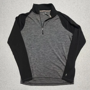Smartwool Pullover Men's XL Black Gray Merino 250 Quarter Zip Base Layer Hiking - Picture 1 of 11