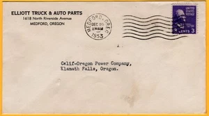 Oregon Postmark: Medford December 26 1953; Advertising Elliot Truck & Auto Parts - Picture 1 of 1