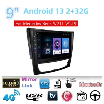 9''Car Stereo Radio GPS Navigation WiFi Player Fit For Mercedes Benz W211 W219 Foto 1 de 4