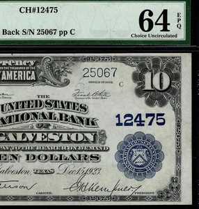 1902 $10 The U.S. National Bank of Galveston Ch#12475 PMG 64 EPQ (AXHJ) - Picture 1 of 4