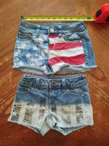 Justice Premium Jeans Shorts 2 Pair Size 7 R And Size 8 S - Picture 1 of 14