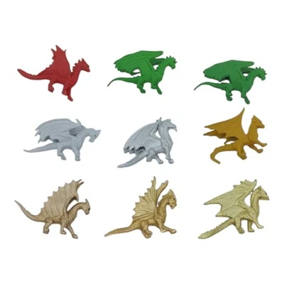 Lote de 9 bonecos miniaturas de dragão brinquedos medievais de plástico - Imagem 1 de 4