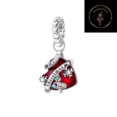 🩷 Merry Christmas Red Heart Murano Glass Charm Genuine S925 Sterling Silver 🩷 - Image 1 of 4