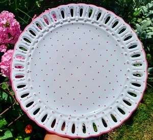 Durchbruch- Kuchen- Servier-Platte Dm 30 cm " Gmundner Keramik - rosa Tupferl " - Bild 1 von 7