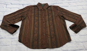 Lauren Ralph Lauren MUJER TALLA PETITE M Camisa Abotonada Paisley Marrón DE COLECCIÓN - Imagen 1 de 10