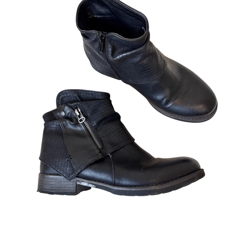 Botines Patrizia de cuero negro con cremallera para motociclista para mujer 10 otoño botines góticos Foto 1 de 4