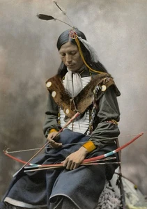 Native American Indian Bone Necklace Oglala Sioux Council Chief 1899 Art Print - Picture 1 of 6