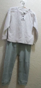 Easy-Peasy Thermal Waffle Weave Cream Shirt & Green Pant Set Youth Size 4 - Picture 1 of 6
