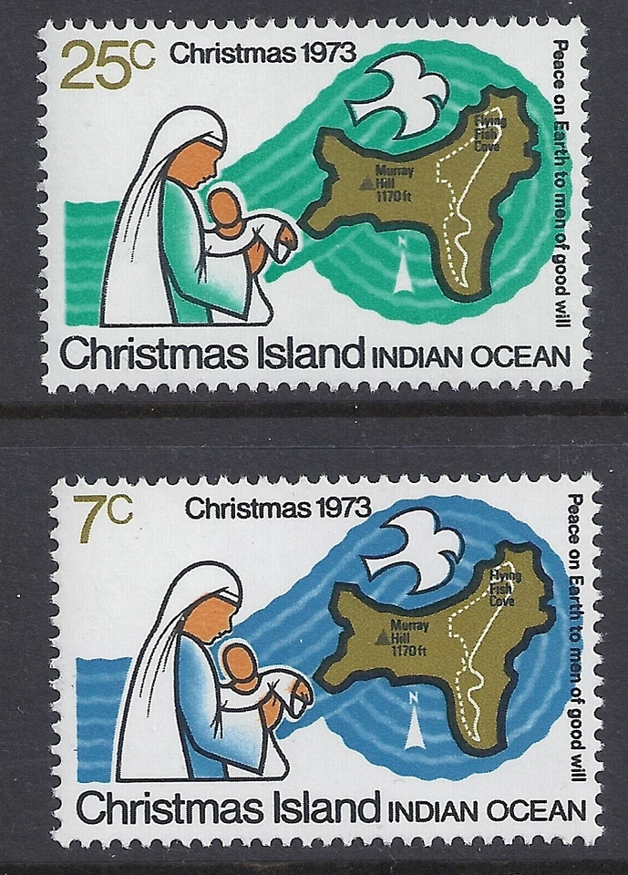 ISLA DE NAVIDAD 1973 NAVIDAD FINA COMO NUEVA JUEGO DE 2 MNH/MUH Foto 1 de 1
