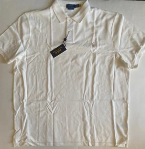 $110 NWT Mens Polo Ralph Lauren Classic Fit Mesh Short Sleeve Polo Shirt White - Picture 1 of 1