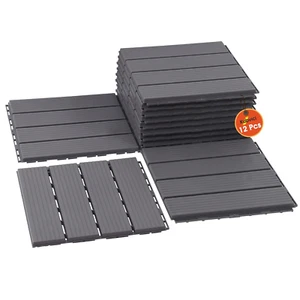 Plastic Interlocking Deck Tiles 12x12" Waterproof Outdoor Flooring Patio Garden - Picture 1 of 12