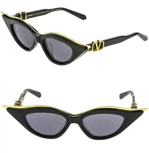 VALENTINO V GOLDCUT II VLS114 Gold Titanium Black Cat VLS 114A Fashion Sunglass - Picture 1 of 13