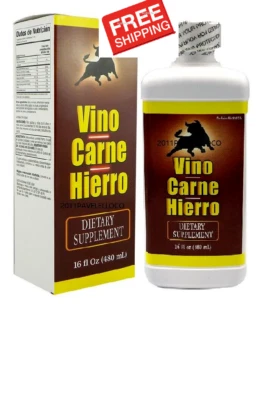 SUPLEMENTO DIETÉTICO DE HIERRO Vino Carne Hierro - Suplemento Nutricional 16 fl oz Foto 1 de 2